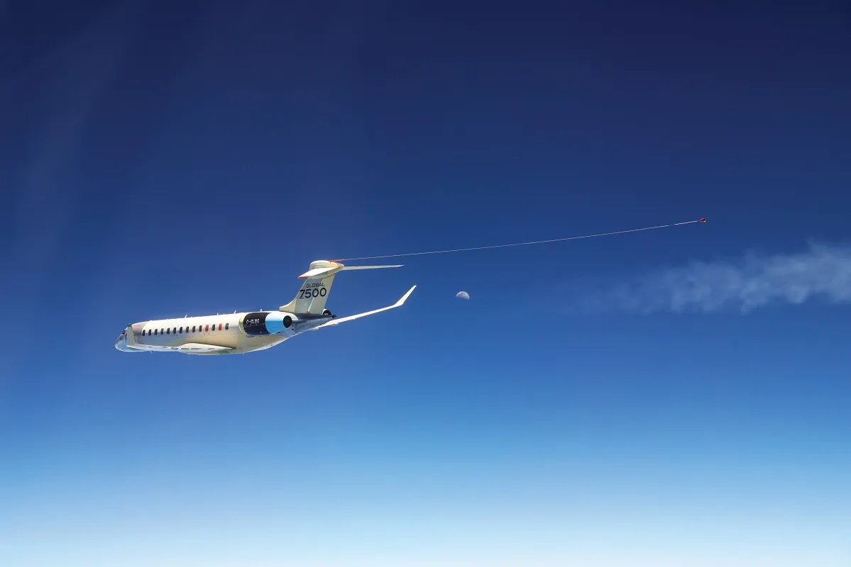 Global 8000 pendant un essai