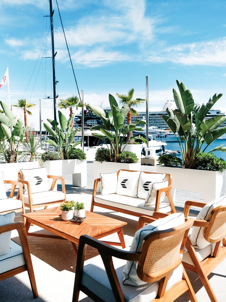 The outdoor area of the Aviator Lounge in Monaco.